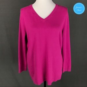 Denim & Company D & Co Pink Knit V-Neck Sweater